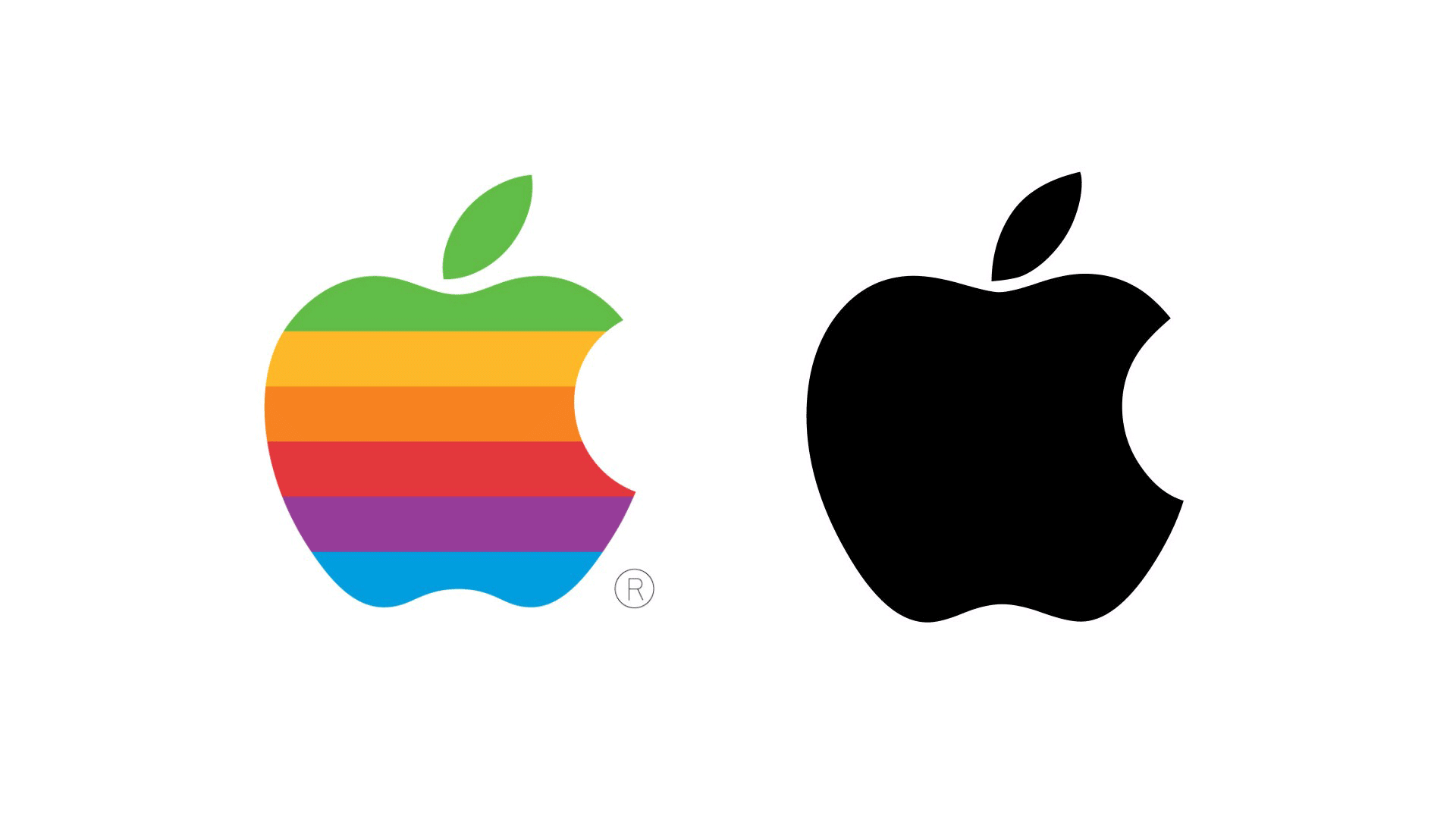 Old and new Apple logos