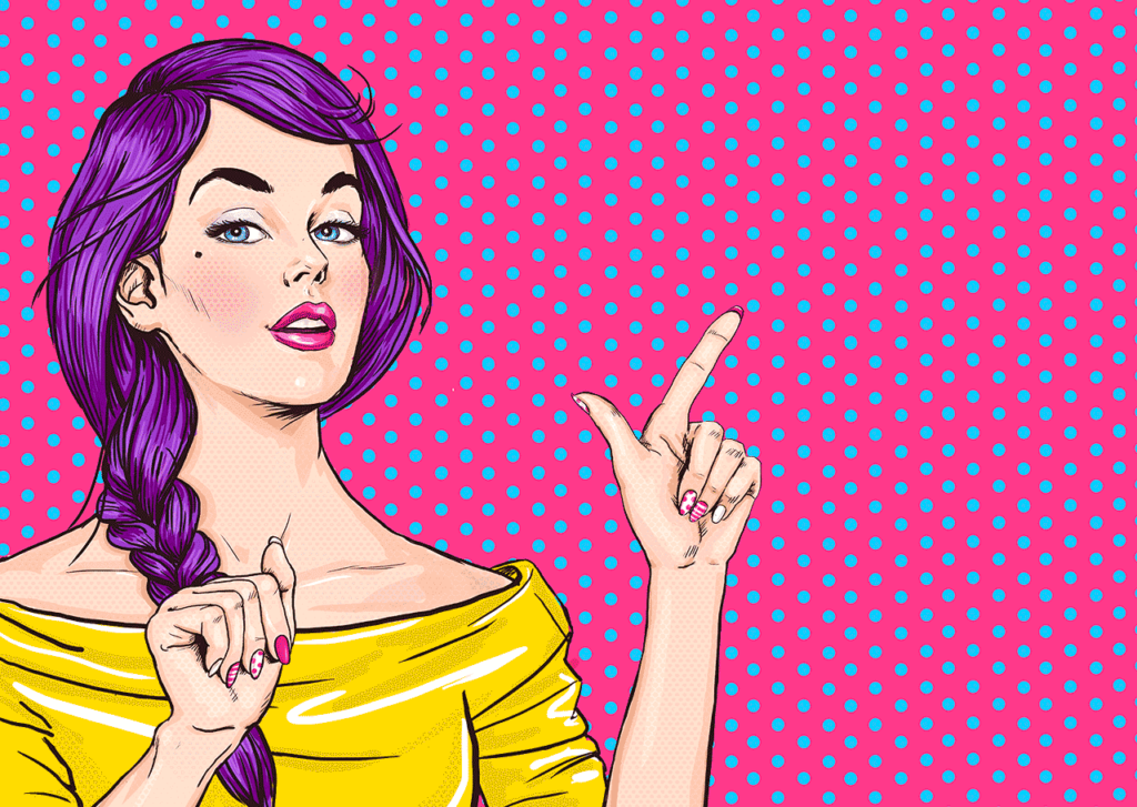 Colourful Pop art illustration of a woman