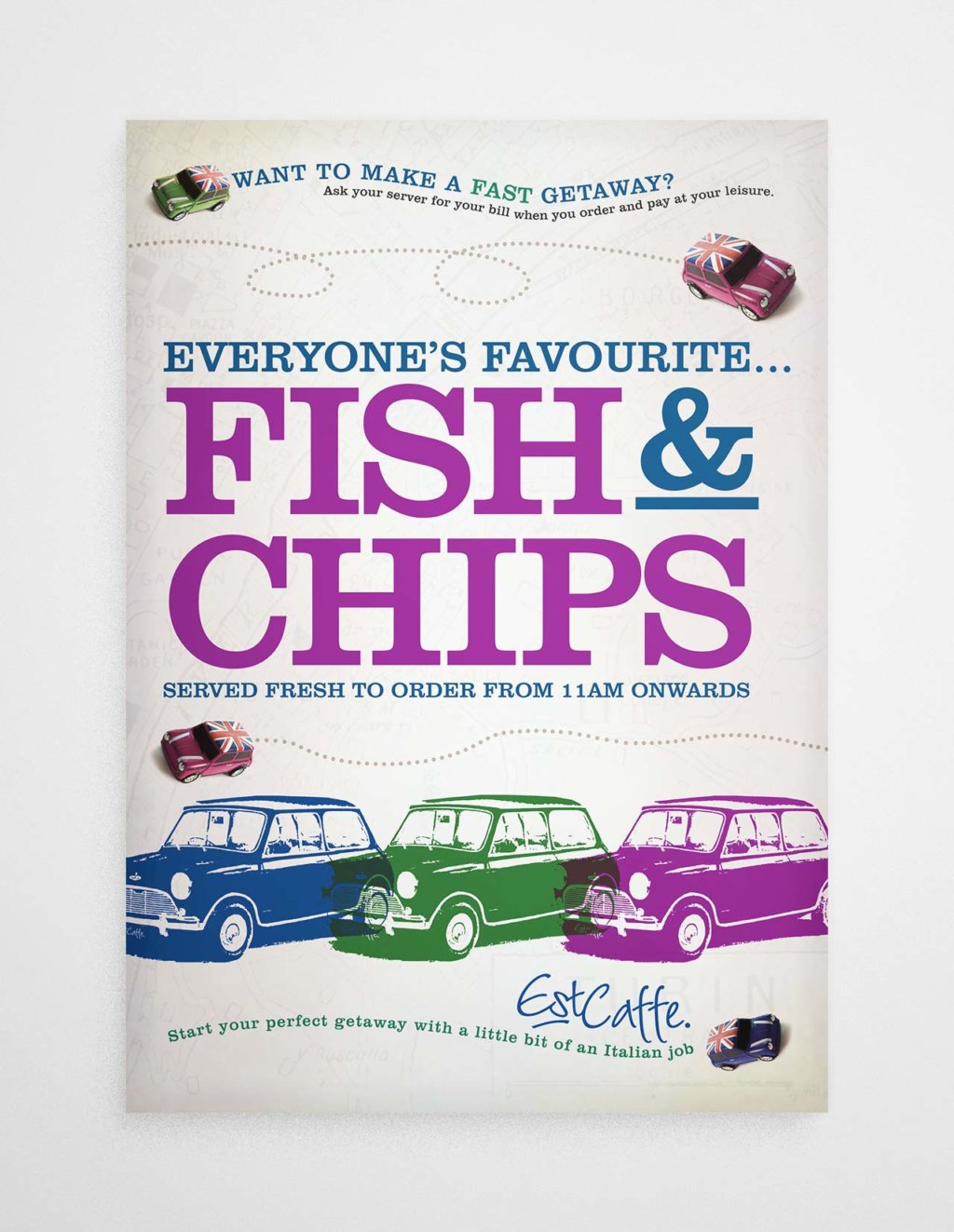 Est Caffe Luton fish and chips poster